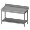 Stalgast - Rm Stainless steel table hátsó felhajtással alsó polccal 1400x600x850 mm, összeszerelhető