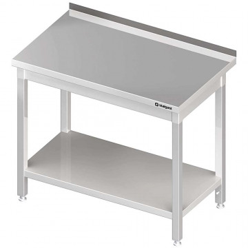 Stalgast - Rm Stainless steel table hátsó felhajtással alsó polccal 800x600x850 mm összeszerelhető