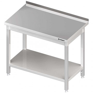 Stalgast - Rm Stainless steel table hátsó felhajtással alsó polccal 1400x600x850 mm összeszerelhető